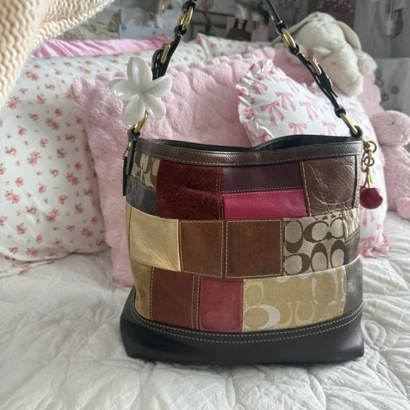 Y2K Coach patchwork pink and brown purse/bag - Picture 4 of 6